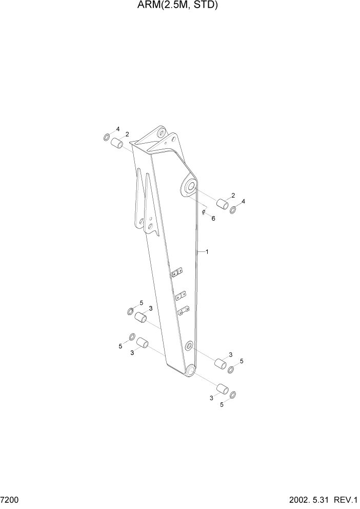 Схема запчастей Hyundai R140LC-7 - PAGE 7200 ARM(2.5M, STD) РАБОЧЕЕ ОБОРУДОВАНИЕ