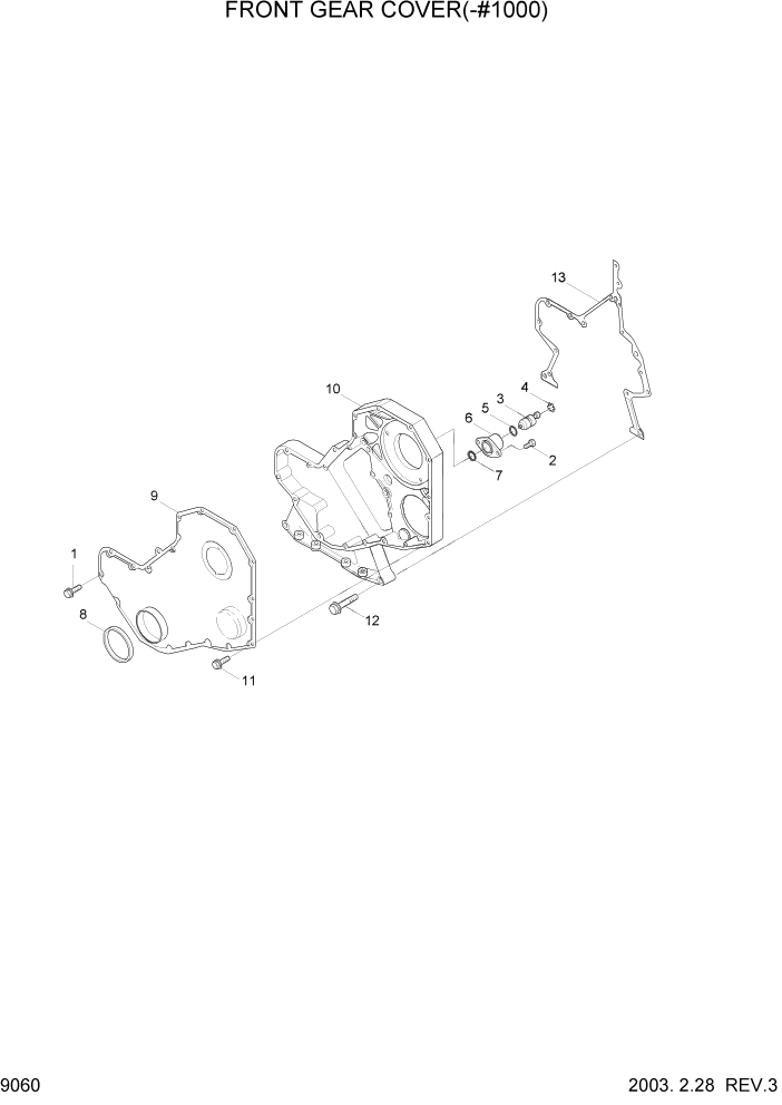 Схема запчастей Hyundai R140LC-7 - PAGE 9060 FRONT GEAR COVER(-#1000) ДВИГАТЕЛЬ (УРОВЕНЬ I)