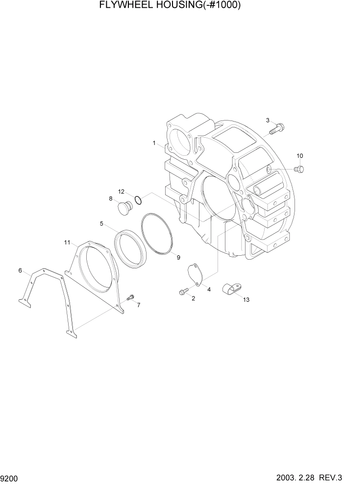 Схема запчастей Hyundai R140LC-7 - PAGE 9200 FLYWHEEL HOUSING(-#1000) ДВИГАТЕЛЬ (УРОВЕНЬ I)