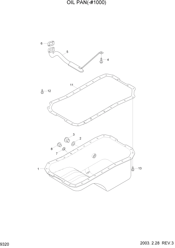 Схема запчастей Hyundai R140LC-7 - PAGE 9320 OIL PAN(-#1000) ДВИГАТЕЛЬ (УРОВЕНЬ I)