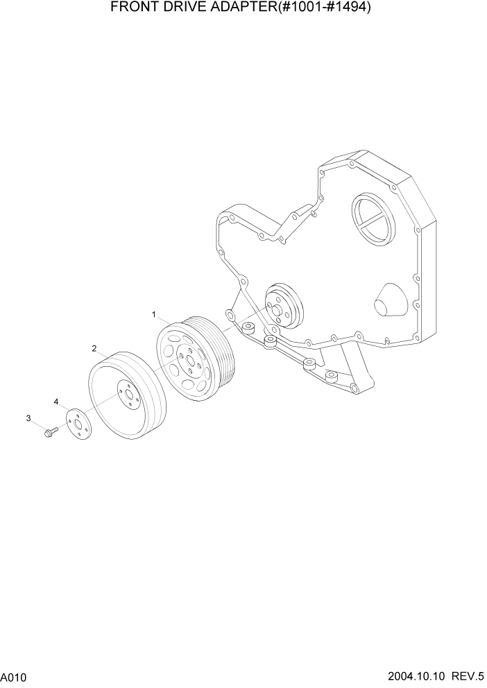 Схема запчастей Hyundai R140LC-7 - PAGE A010 FRONT DRIVE ADAPTER(#1001-#1494) ДВИГАТЕЛЬ (УРОВЕНЬ II)