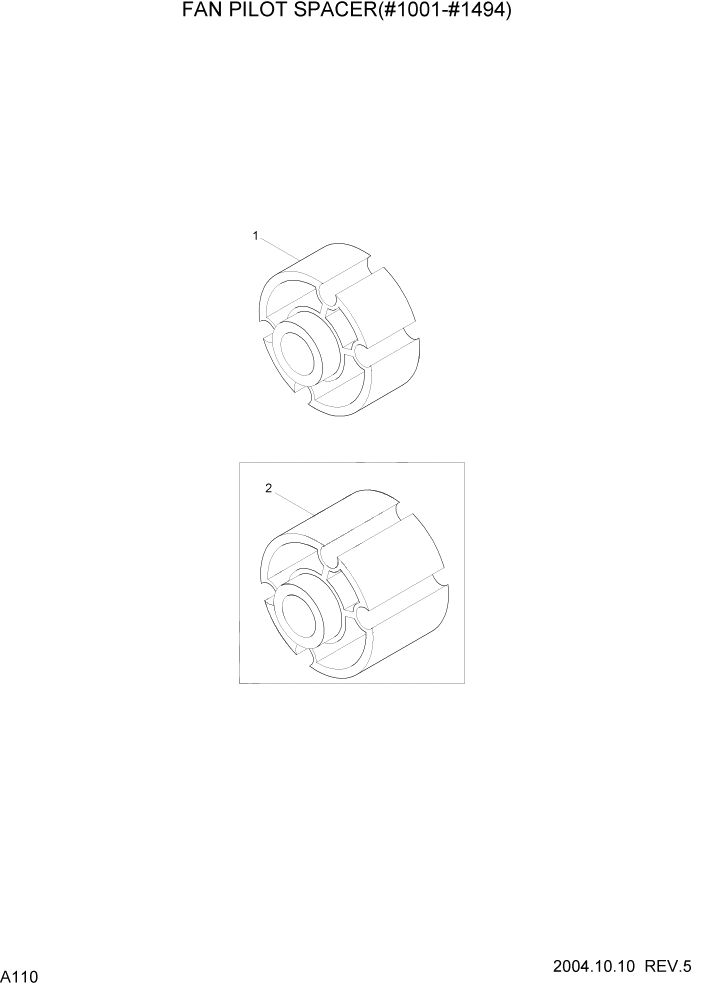 Схема запчастей Hyundai R140LC-7 - PAGE A110 FAN PILOT SPACER(#1001-#1494) ДВИГАТЕЛЬ (УРОВЕНЬ II)