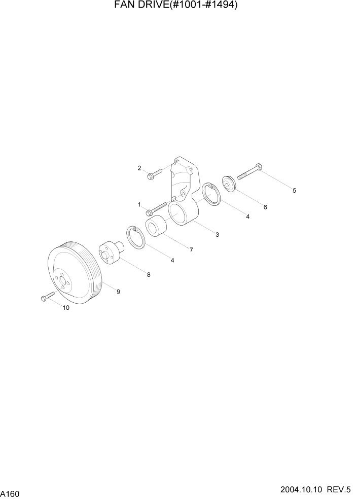 Схема запчастей Hyundai R140LC-7 - PAGE A160 FAN DRIVE(#1001-#1494) ДВИГАТЕЛЬ (УРОВЕНЬ II)
