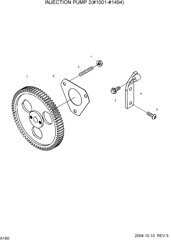 Схема запчастей Hyundai R140LC-7 - PAGE A180 INJECTION PUMP 2(#1001-#1494) ДВИГАТЕЛЬ (УРОВЕНЬ II)