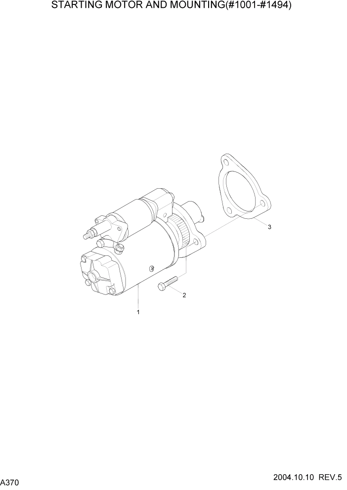 Схема запчастей Hyundai R140LC-7 - PAGE A370 STARTING MOTOR & MOUNTING(#1001-#1494) ДВИГАТЕЛЬ (УРОВЕНЬ II)
