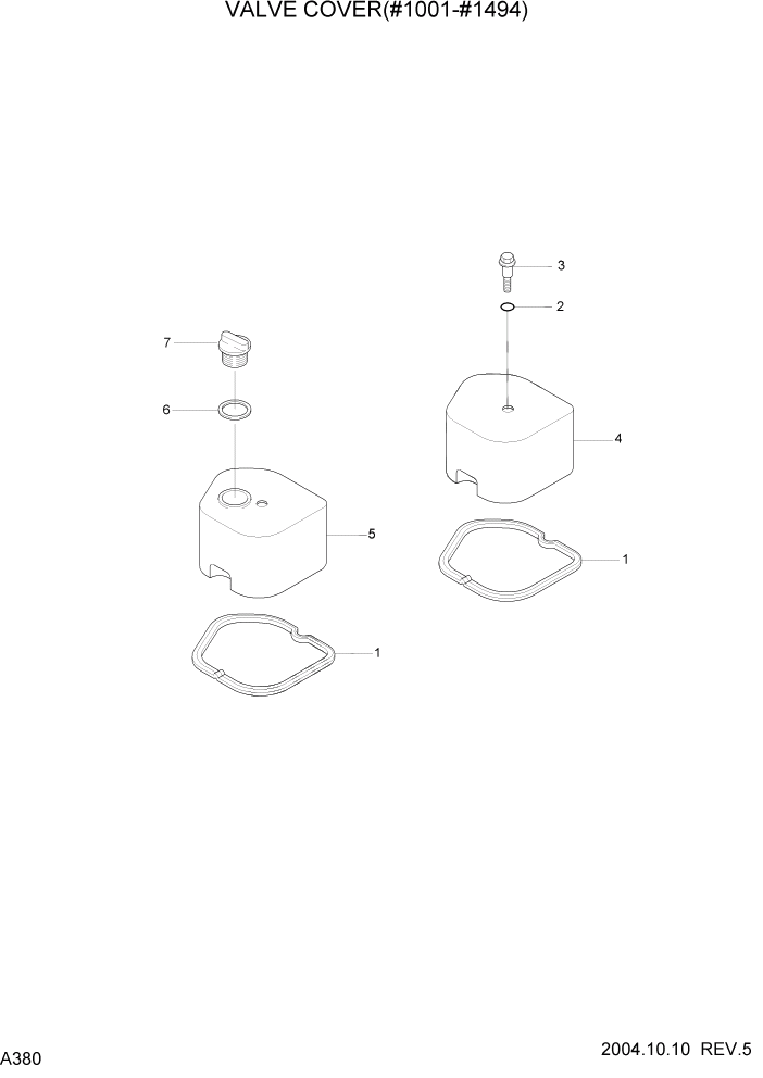 Схема запчастей Hyundai R140LC-7 - PAGE A380 VALVE COVER(#1001-#1494) ДВИГАТЕЛЬ (УРОВЕНЬ II)