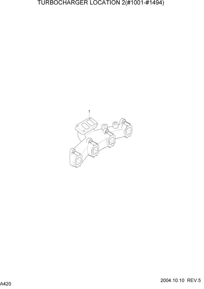 Схема запчастей Hyundai R140LC-7 - PAGE A420 TURBOCHARGER LOCATION 2(#1001-#1494) ДВИГАТЕЛЬ (УРОВЕНЬ II)