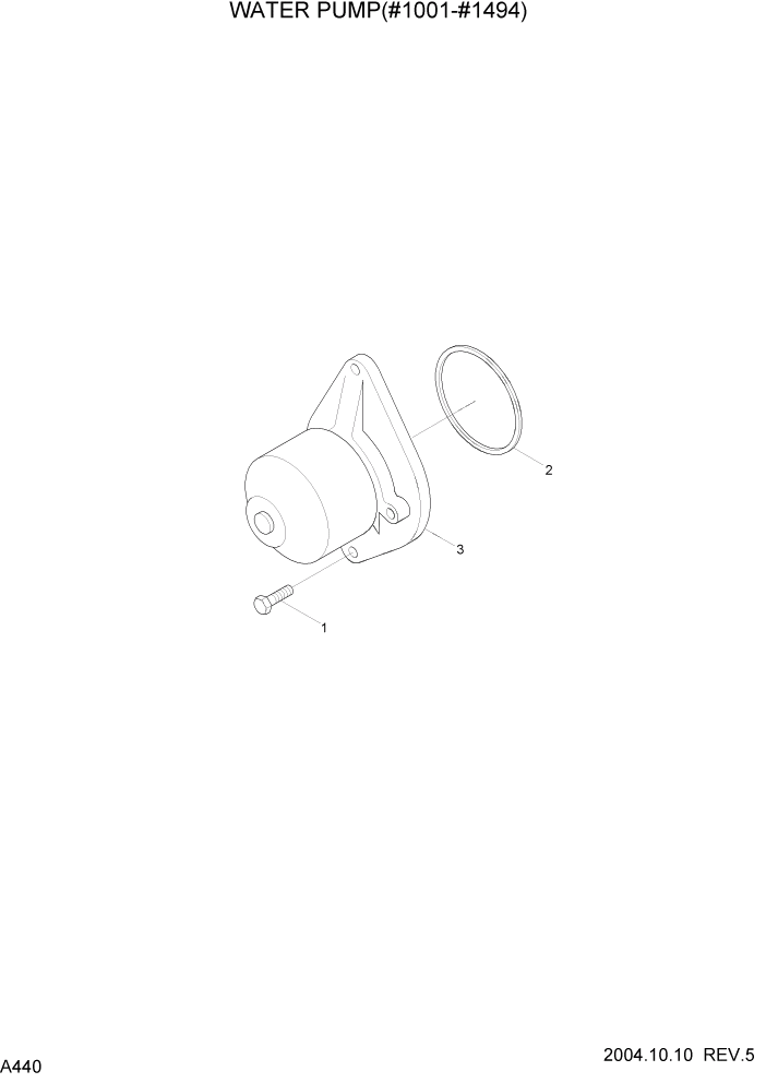 Схема запчастей Hyundai R140LC-7 - PAGE A440 WATER PUMP(#1001-#1494) ДВИГАТЕЛЬ (УРОВЕНЬ II)