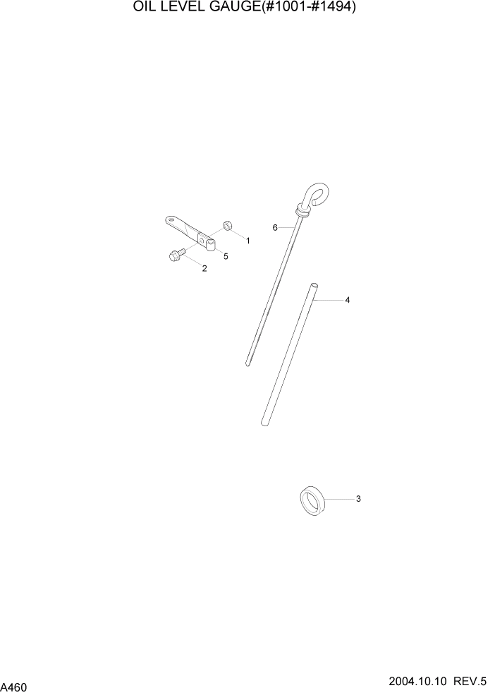 Схема запчастей Hyundai R140LC-7 - PAGE A460 OIL LEVEL GAUGE(#1001-#1494) ДВИГАТЕЛЬ (УРОВЕНЬ II)