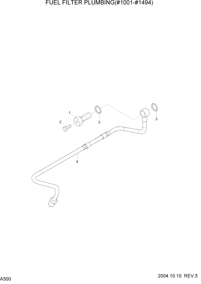 Схема запчастей Hyundai R140LC-7 - PAGE A500 FUEL FILTER PLUMBING(#1001-#1494) ДВИГАТЕЛЬ (УРОВЕНЬ II)