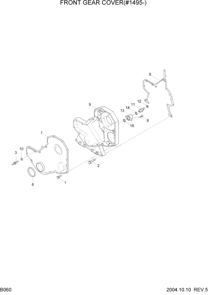Схема запчастей Hyundai R140LC-7 - PAGE B060 FRONT GEAR COVER(#1495-) ДВИГАТЕЛЬ (УРОВЕНЬ II)