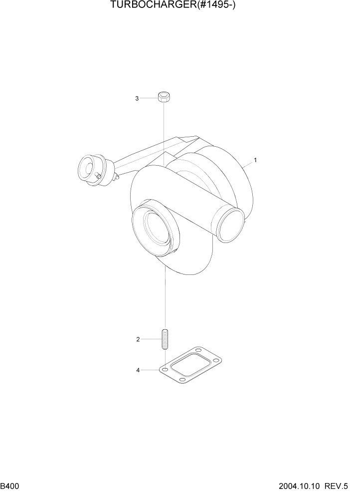 Схема запчастей Hyundai R140LC-7 - PAGE B400 TURBOCHARGER(#1495-) ДВИГАТЕЛЬ (УРОВЕНЬ II)
