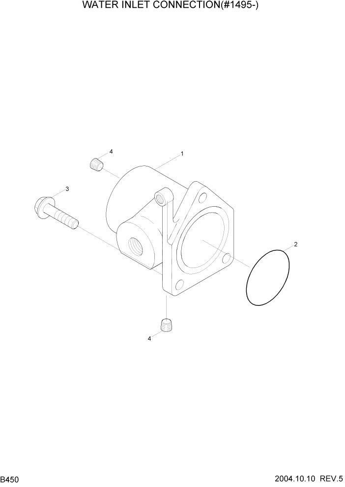Схема запчастей Hyundai R140LC-7 - PAGE B450 WATER INLET CONNECTION(#1495-) ДВИГАТЕЛЬ (УРОВЕНЬ II)