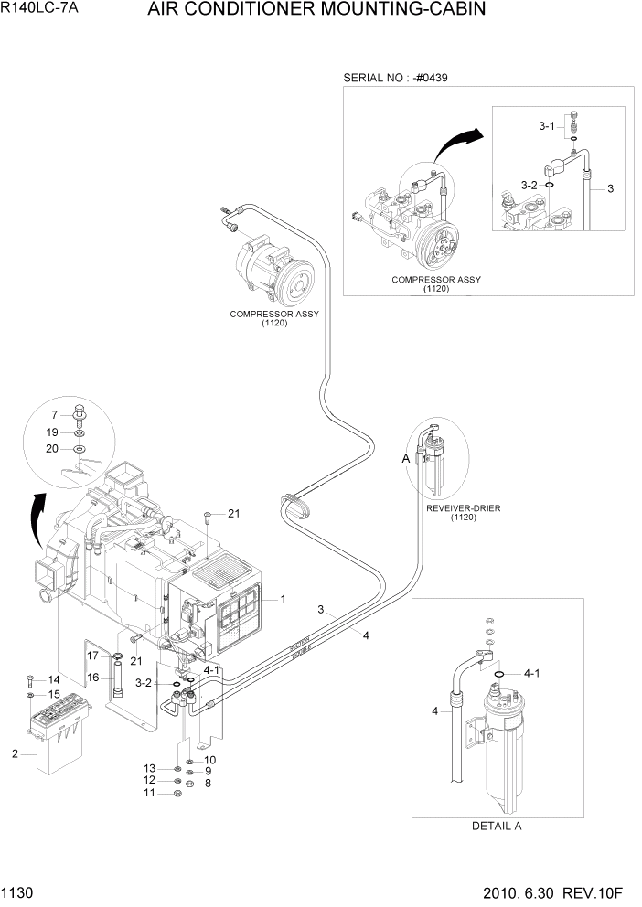 Схема запчастей Hyundai R140LC-7A - PAGE 1130 AIR CONDITIONER MOUNTING-CABIN СИСТЕМА ДВИГАТЕЛЯ