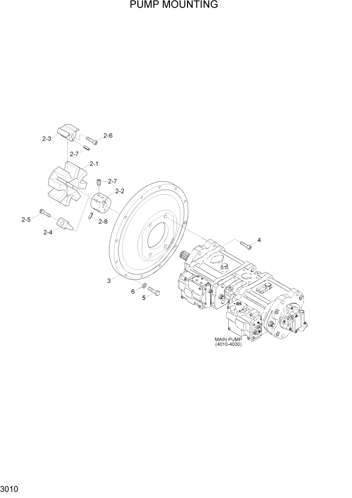 Схема запчастей Hyundai R140LC-7A - PAGE 3010 PUMP MOUNTING ГИДРАВЛИЧЕСКАЯ СИСТЕМА