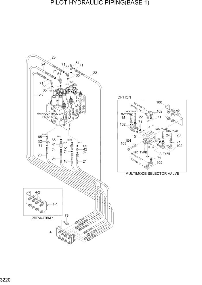 Схема запчастей Hyundai R140LC-7A - PAGE 3220 PILOT HYD PIPING(BASE 1) ГИДРАВЛИЧЕСКАЯ СИСТЕМА