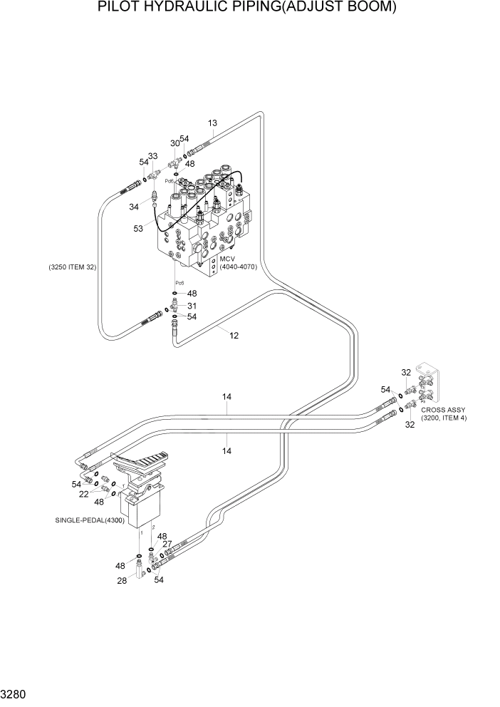 Схема запчастей Hyundai R140LC-7A - PAGE 3280 PILOT HYD PIPING(ADJUST BOOM) ГИДРАВЛИЧЕСКАЯ СИСТЕМА