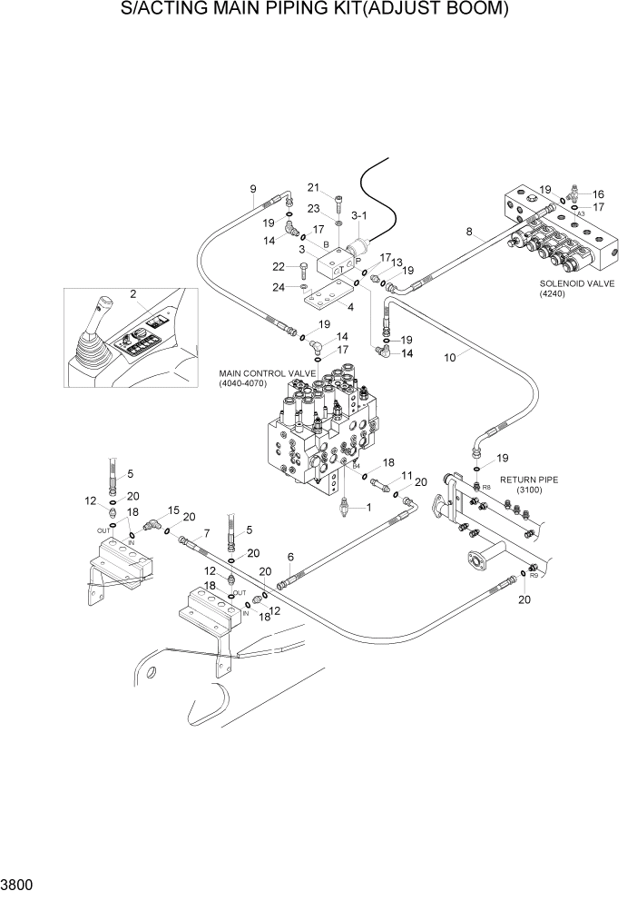Схема запчастей Hyundai R140LC-7A - PAGE 3800 S/ACT MAIN PIPING KIT(ADJUST BOOM) ГИДРАВЛИЧЕСКАЯ СИСТЕМА