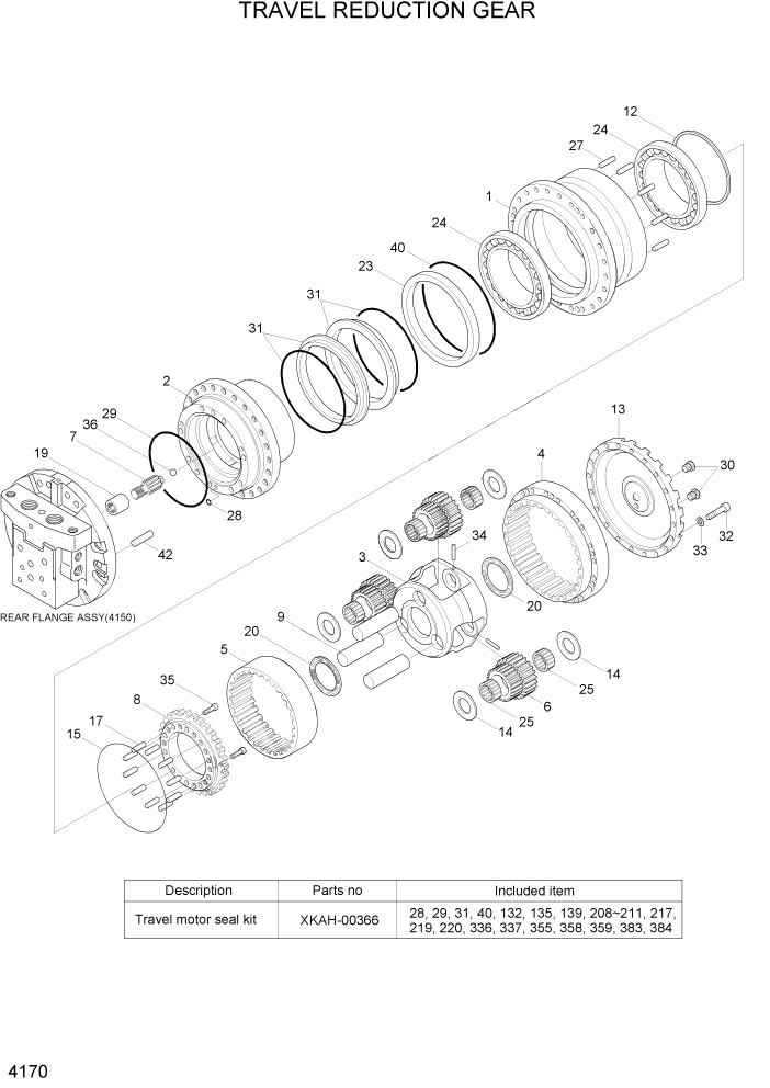 Схема запчастей Hyundai R140LC-7A - PAGE 4170 TRAVEL REDUCTION GEAR ГИДРАВЛИЧЕСКИЕ КОМПОНЕНТЫ