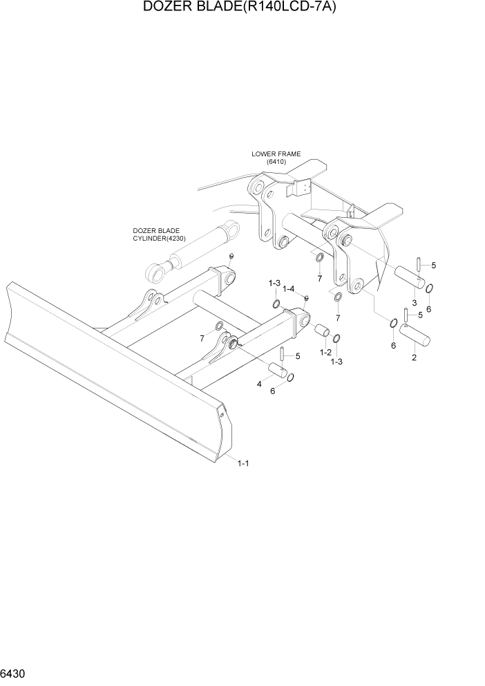 Схема запчастей Hyundai R140LC-7A - PAGE 6430 DOZER BLADE(R140LCD-7A) СТРУКТУРА