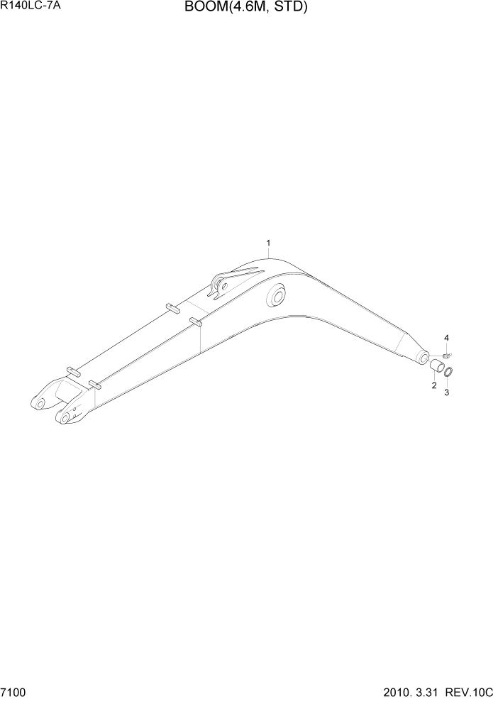 Схема запчастей Hyundai R140LC-7A - PAGE 7100 BOOM(4.6M, STD) РАБОЧЕЕ ОБОРУДОВАНИЕ