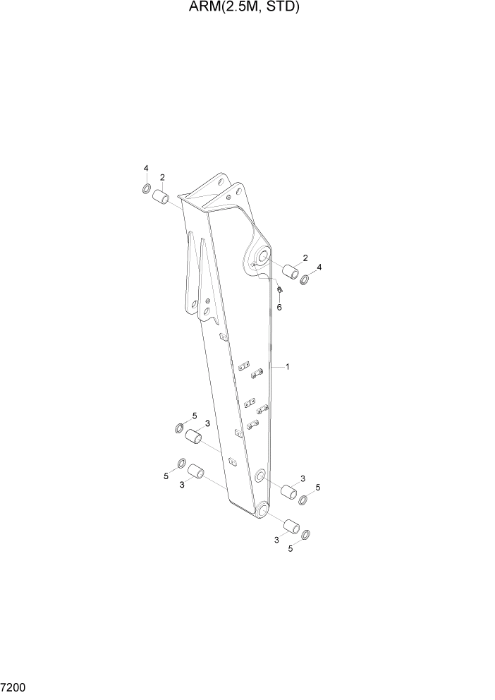 Схема запчастей Hyundai R140LC-7A - PAGE 7200 ARM(2.5M, STD) РАБОЧЕЕ ОБОРУДОВАНИЕ