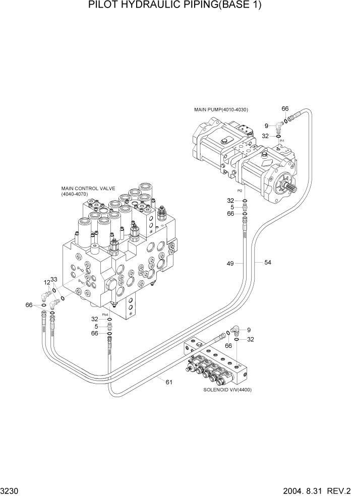 Схема запчастей Hyundai R160LC7 - PAGE 3230 PILOT HYDRAULIC PIPING(BASE 1) ГИДРАВЛИЧЕСКАЯ СИСТЕМА