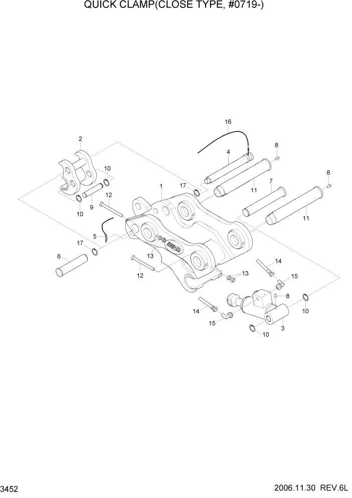Схема запчастей Hyundai R160LC7 - PAGE 3452 QUICK CLAMP(CLOSE TYPE, #0719-) ГИДРАВЛИЧЕСКАЯ СИСТЕМА