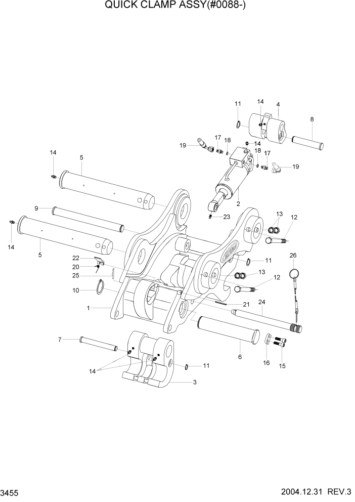 Схема запчастей Hyundai R160LC7 - PAGE 3455 QUICK CLAMP ASSY(#0088-) ГИДРАВЛИЧЕСКАЯ СИСТЕМА