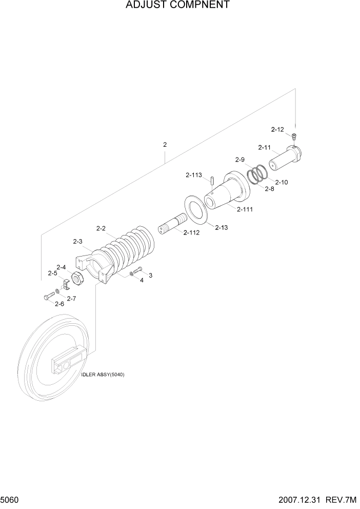 Схема запчастей Hyundai R160LC7 - PAGE 5060 ADJUST COMPONENT ХОДОВАЯ ЧАСТЬ