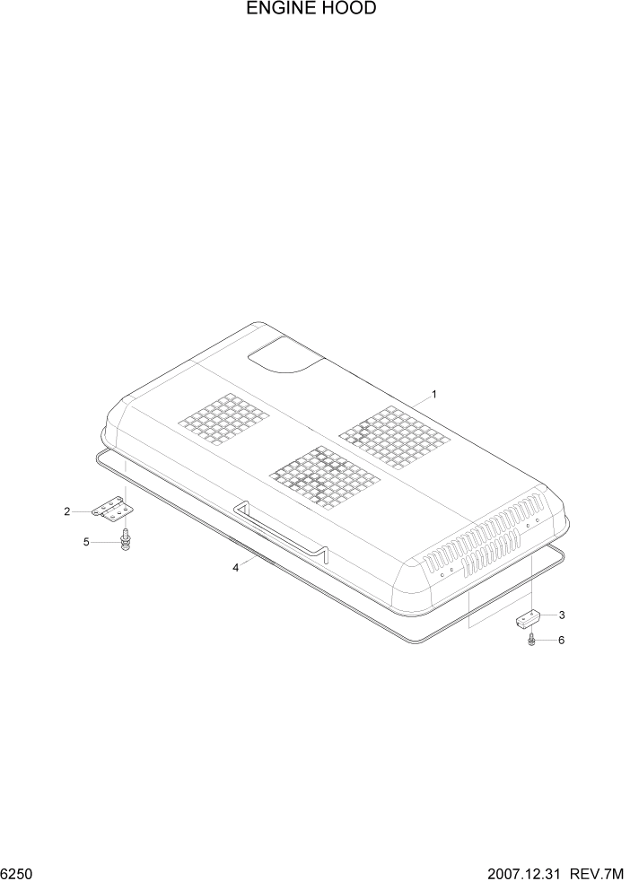 Схема запчастей Hyundai R160LC7 - PAGE 6250 ENGINE HOOD СТРУКТУРА