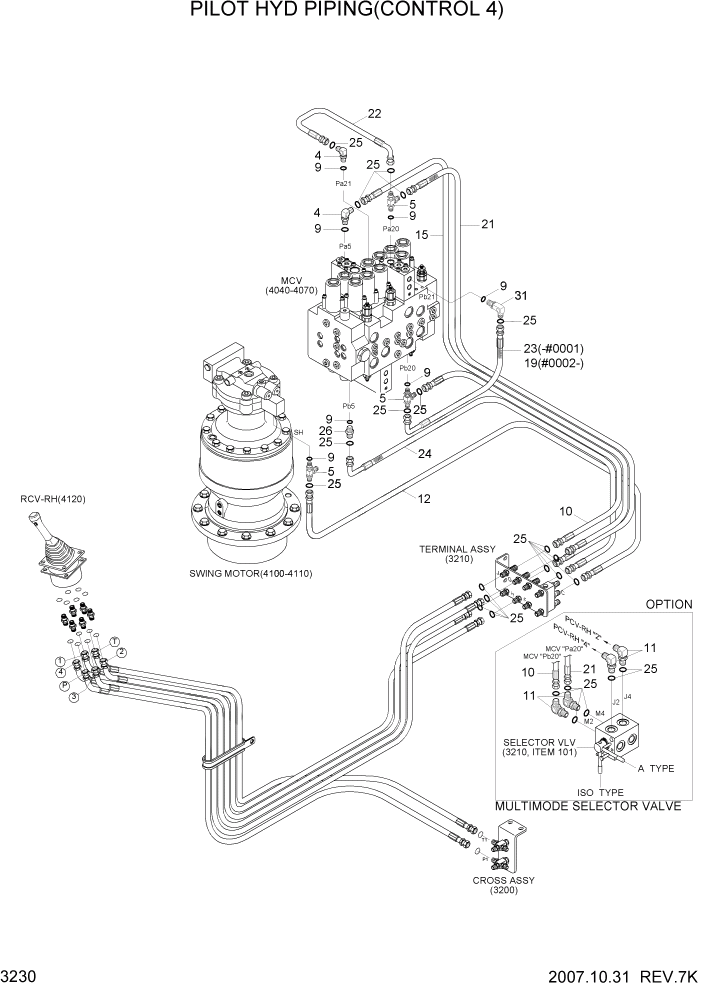 Схема запчастей Hyundai R160LC7A - PAGE 3230 PILOT HYD PIPING(CONTROL 4) ГИДРАВЛИЧЕСКАЯ СИСТЕМА