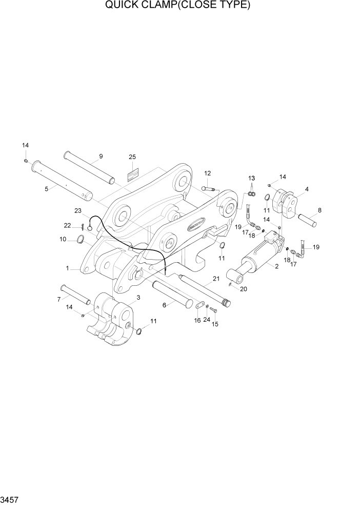 Схема запчастей Hyundai R160LC7A - PAGE 3457 QUICK CLAMP(CLOSE TYPE) ГИДРАВЛИЧЕСКАЯ СИСТЕМА