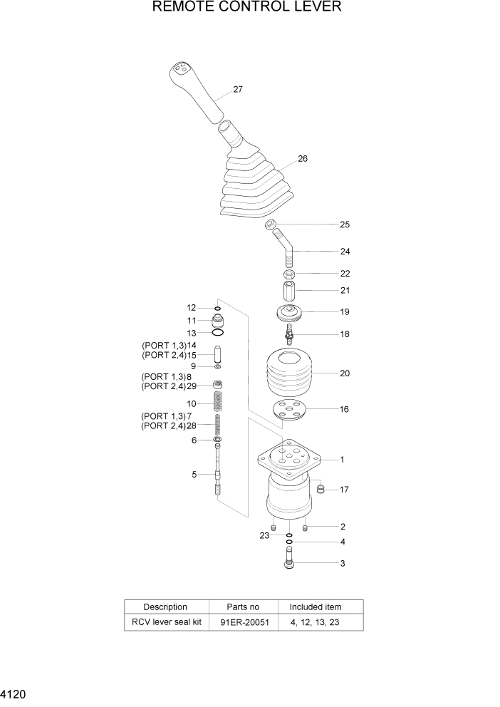 Схема запчастей Hyundai R160LC7A - PAGE 4120 REMOTE CONTROL LEVER ГИДРАВЛИЧЕСКИЕ КОМПОНЕНТЫ