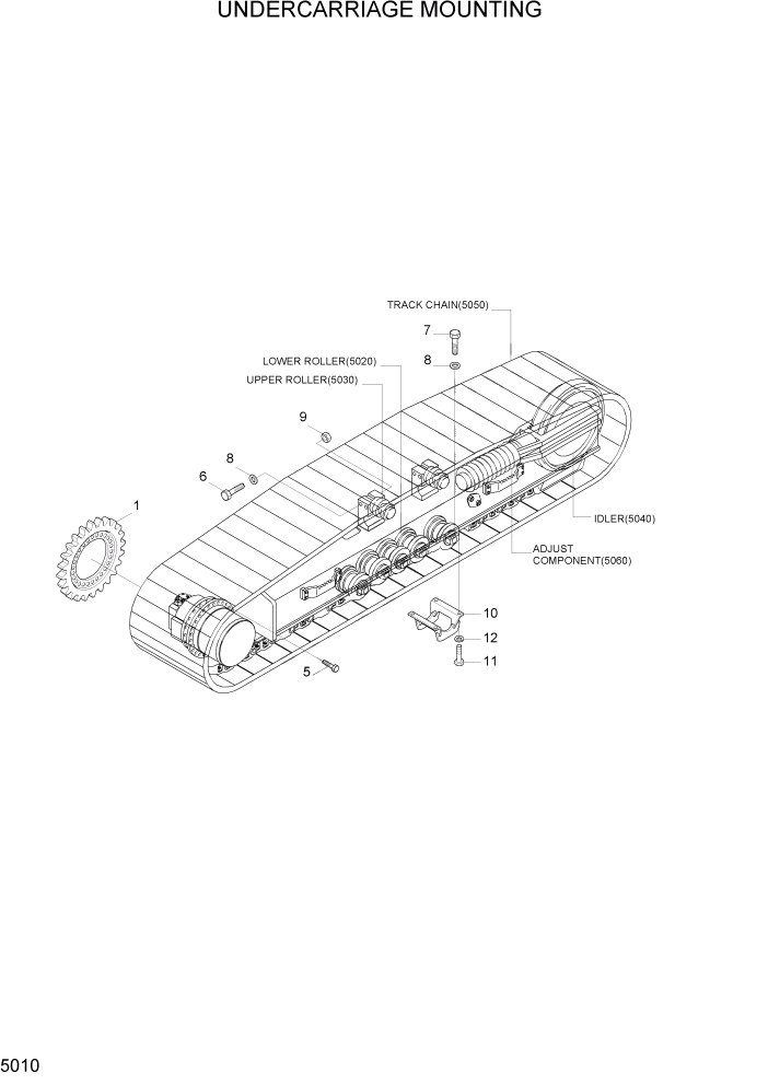 Схема запчастей Hyundai R160LC7A - PAGE 5010 UNDERCARRIAGE MOUNTING ХОДОВАЯ ЧАСТЬ