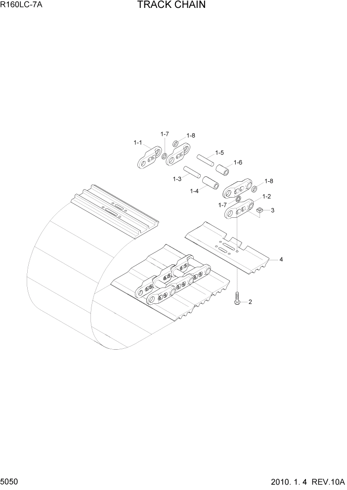Схема запчастей Hyundai R160LC7A - PAGE 5050 TRACK CHAIN ХОДОВАЯ ЧАСТЬ