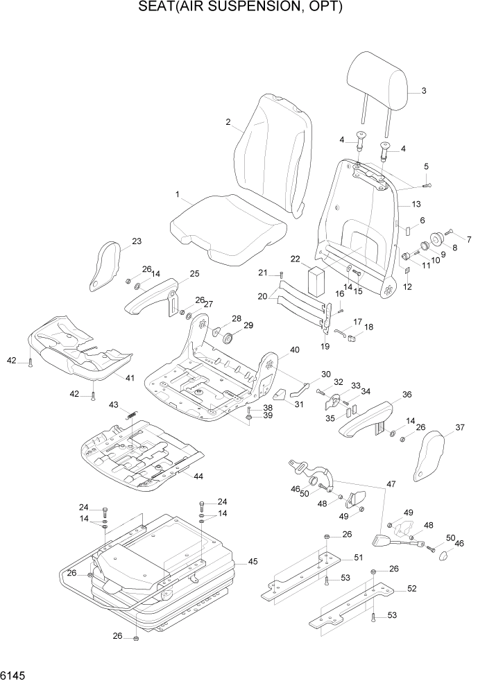 Схема запчастей Hyundai R160LC7A - PAGE 6145 SEAT(AIR SUSPENSION, OPT) СТРУКТУРА