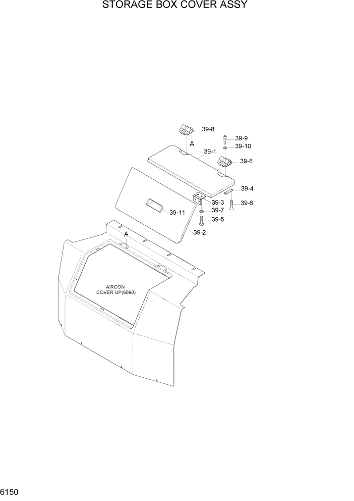 Схема запчастей Hyundai R160LC7A - PAGE 6150 STORAGE BOX COVER ASSY СТРУКТУРА