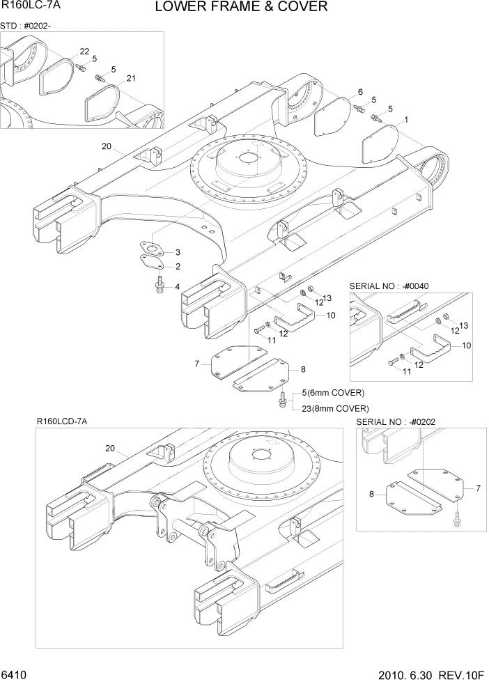 Схема запчастей Hyundai R160LC7A - PAGE 6410 LOWER FRAME & COVER СТРУКТУРА
