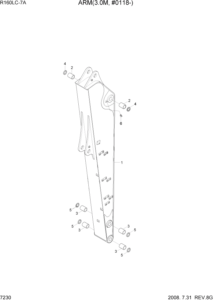 Схема запчастей Hyundai R160LC7A - PAGE 7230 ARM(3.0M, #0118-) РАБОЧЕЕ ОБОРУДОВАНИЕ