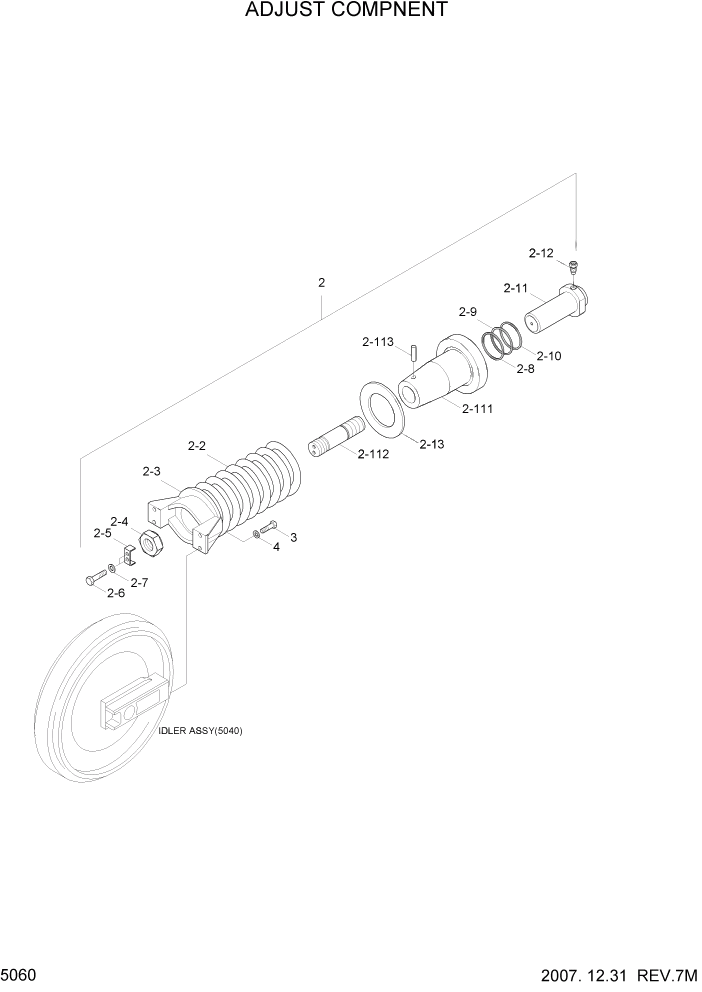 Схема запчастей Hyundai R180LC7 - PAGE 5060 ADJUST COMPONENT ХОДОВАЯ ЧАСТЬ