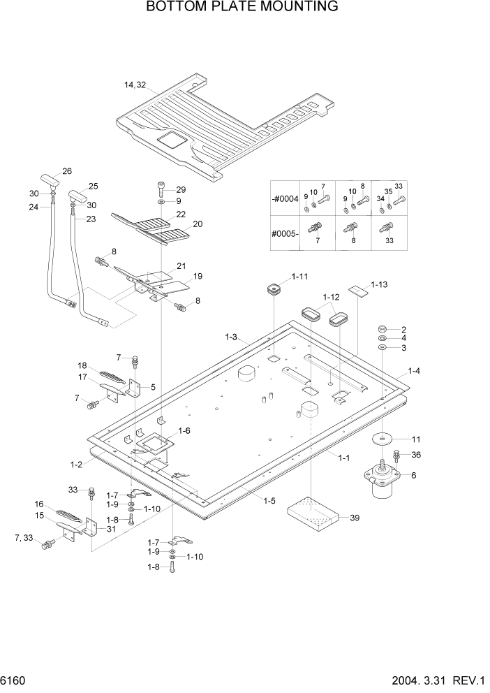 Схема запчастей Hyundai R180LC7 - PAGE 6160 BOTTOM PLATE MOUNTING СТРУКТУРА