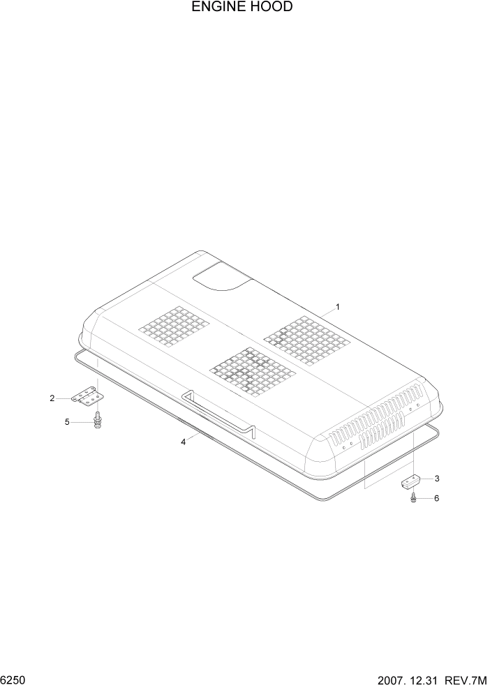 Схема запчастей Hyundai R180LC7 - PAGE 6250 ENGINE HOOD СТРУКТУРА