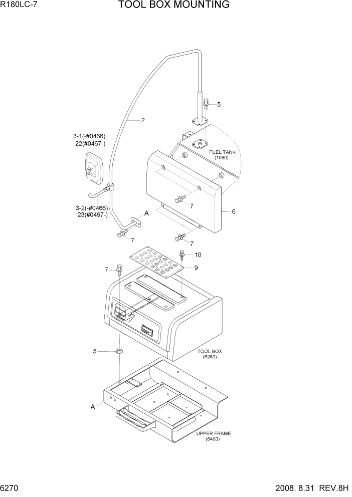 Схема запчастей Hyundai R180LC7 - PAGE 6270 TOOL BOX MOUNTING СТРУКТУРА