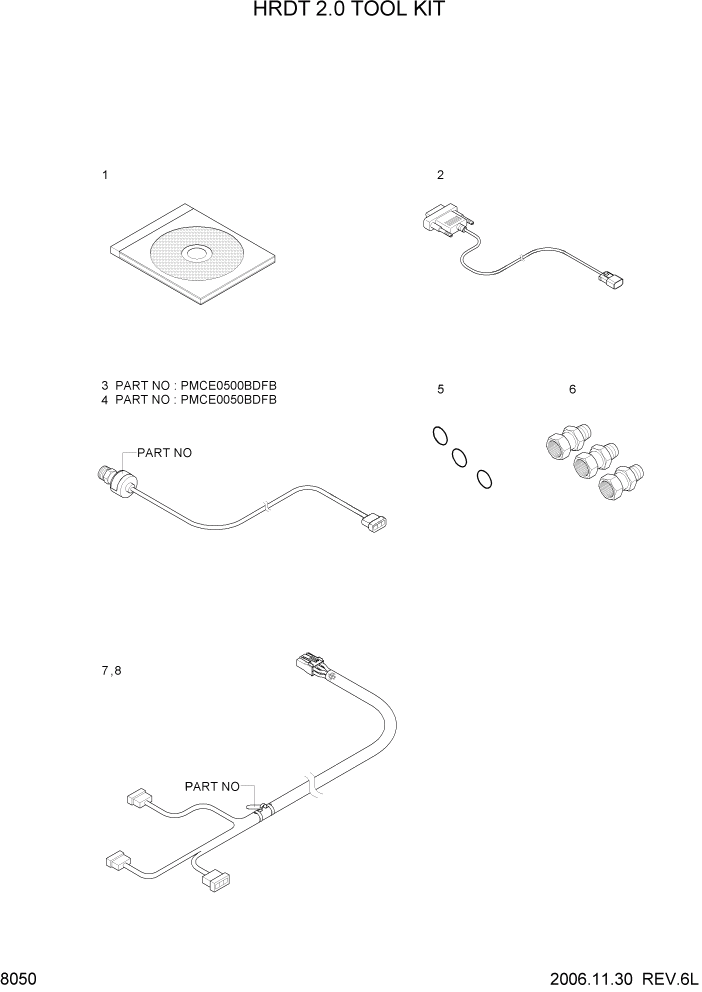 Схема запчастей Hyundai R180LC7 - PAGE 8050 HRDT 2.0 TOOL KIT ДРУГИЕ ЧАСТИ