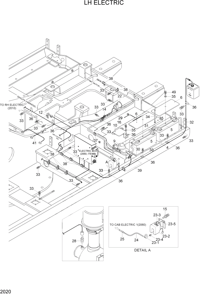 Схема запчастей Hyundai R180LC7A - PAGE 2020 LH ELECTRIC ЭЛЕКТРИЧЕСКАЯ СИСТЕМА