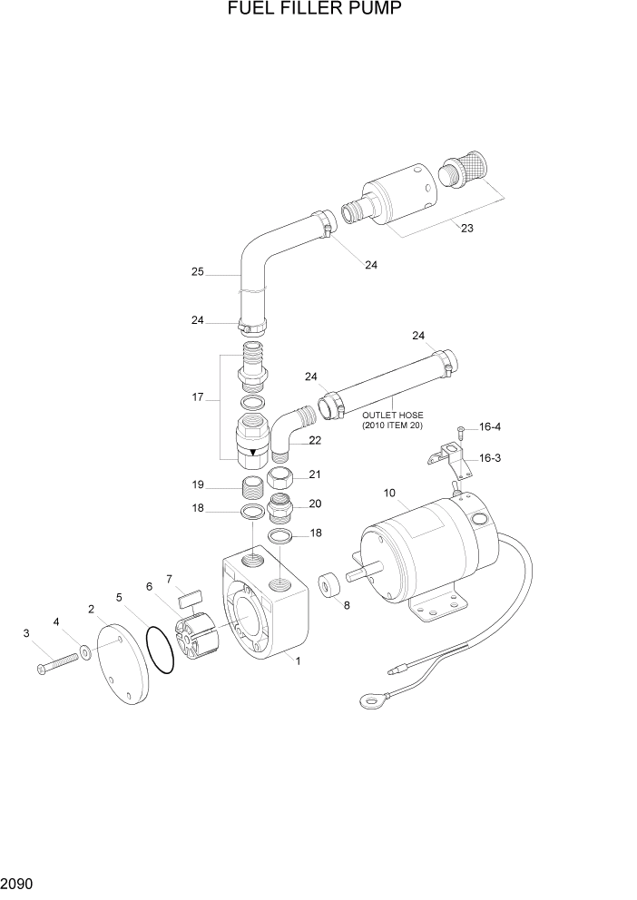 Схема запчастей Hyundai R180LC7A - PAGE 2090 FUEL FILLER PUMP ЭЛЕКТРИЧЕСКАЯ СИСТЕМА
