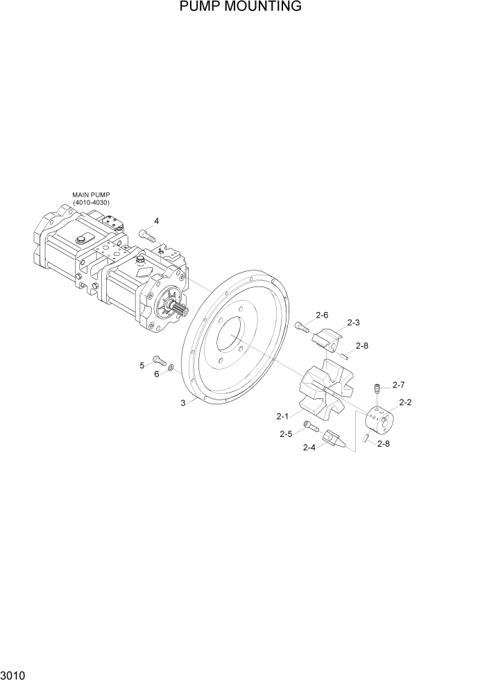 Схема запчастей Hyundai R180LC7A - PAGE 3010 PUMP MOUNTING ГИДРАВЛИЧЕСКАЯ СИСТЕМА