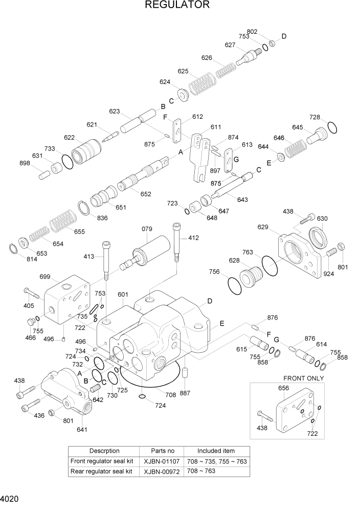 Схема запчастей Hyundai R180LC7A - PAGE 4020 REGULATOR ГИДРАВЛИЧЕСКИЕ КОМПОНЕНТЫ