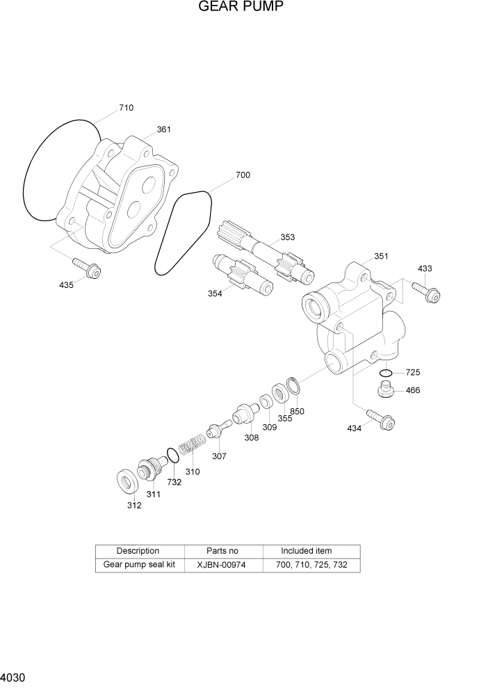 Схема запчастей Hyundai R180LC7A - PAGE 4030 GEAR PUMP ГИДРАВЛИЧЕСКИЕ КОМПОНЕНТЫ